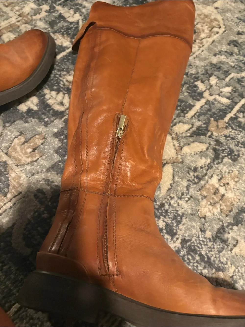 Franco Sarto Tall Leather Over-the-Knee Boots - Cognac Brown